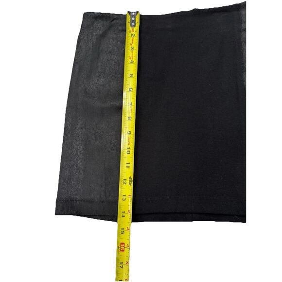 Alice + Olivia Mini Skirt Size 10 Lamb Leather Panel Mixed Media Ponte Black - Picture 5 of 8